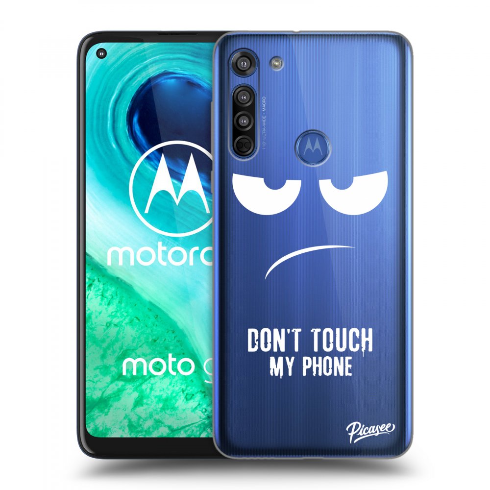 Picasee Motorola Moto G8 Hülle - Transparentes Silikon - Don't Touch My Phone