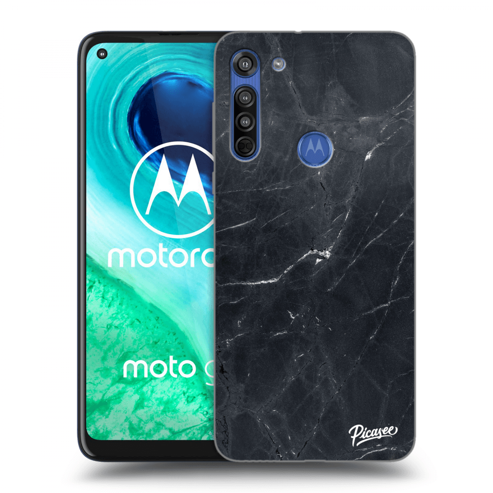 Picasee Motorola Moto G8 Hülle - Transparentes Silikon - Black marble