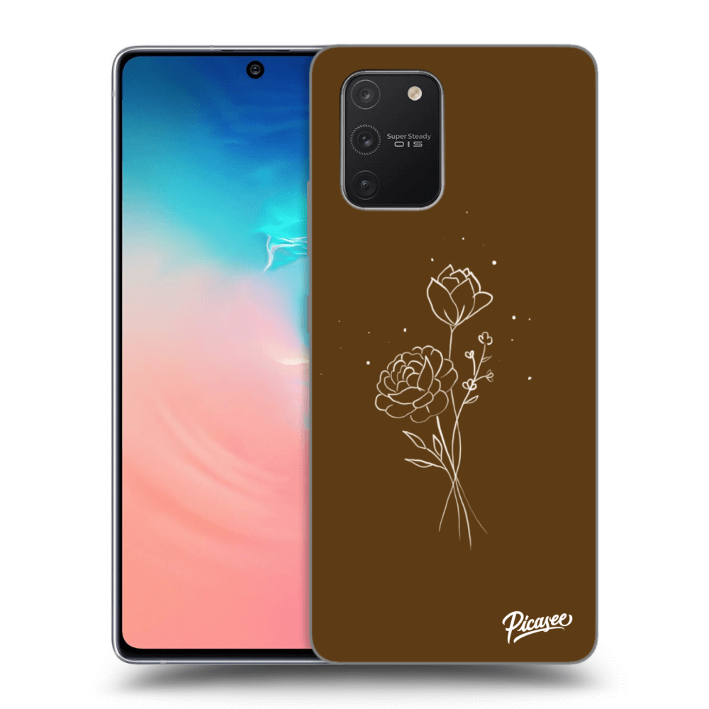 Picasee Samsung Galaxy S10 Lite Hülle - Schwarzes Silikon - Brown flowers