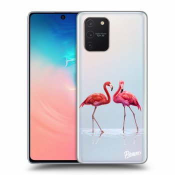 Picasee Samsung Galaxy S10 Lite Hülle - Transparentes Silikon - Flamingos couple