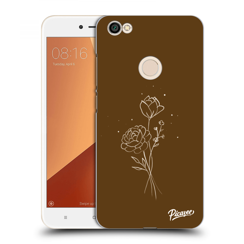 Picasee Xiaomi Redmi Note 5A Prime Hülle - Schwarzer Kunststoff - Brown flowers