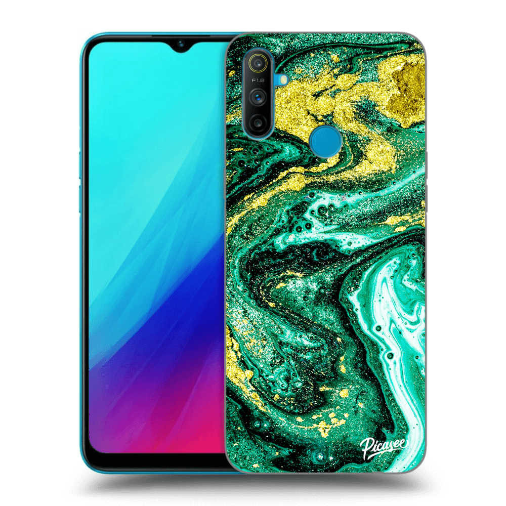 Picasee Realme C3 Hülle - Schwarzes Silikon - Green Gold