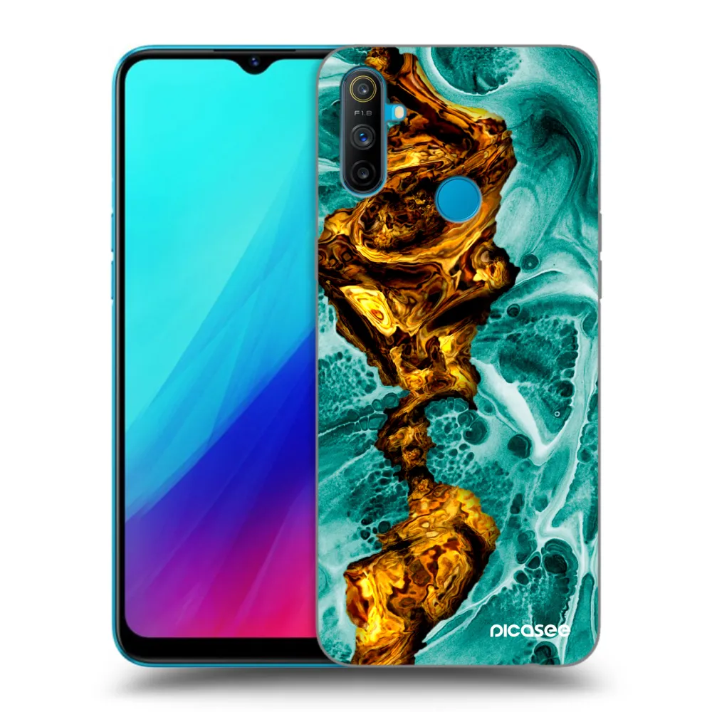 Picasee Realme C3 Hülle - Schwarzes Silikon - Goldsky