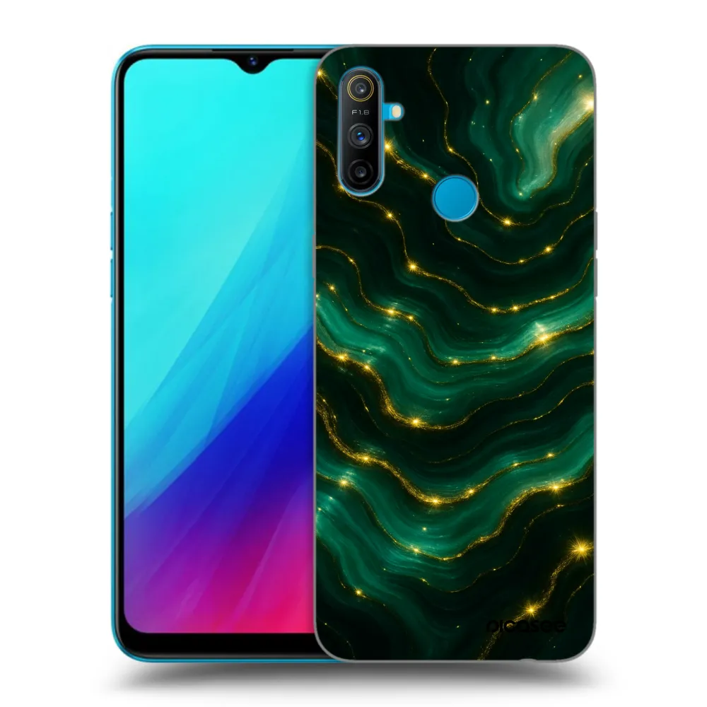 Picasee Realme C3 Hülle - Schwarzes Silikon - Emerald