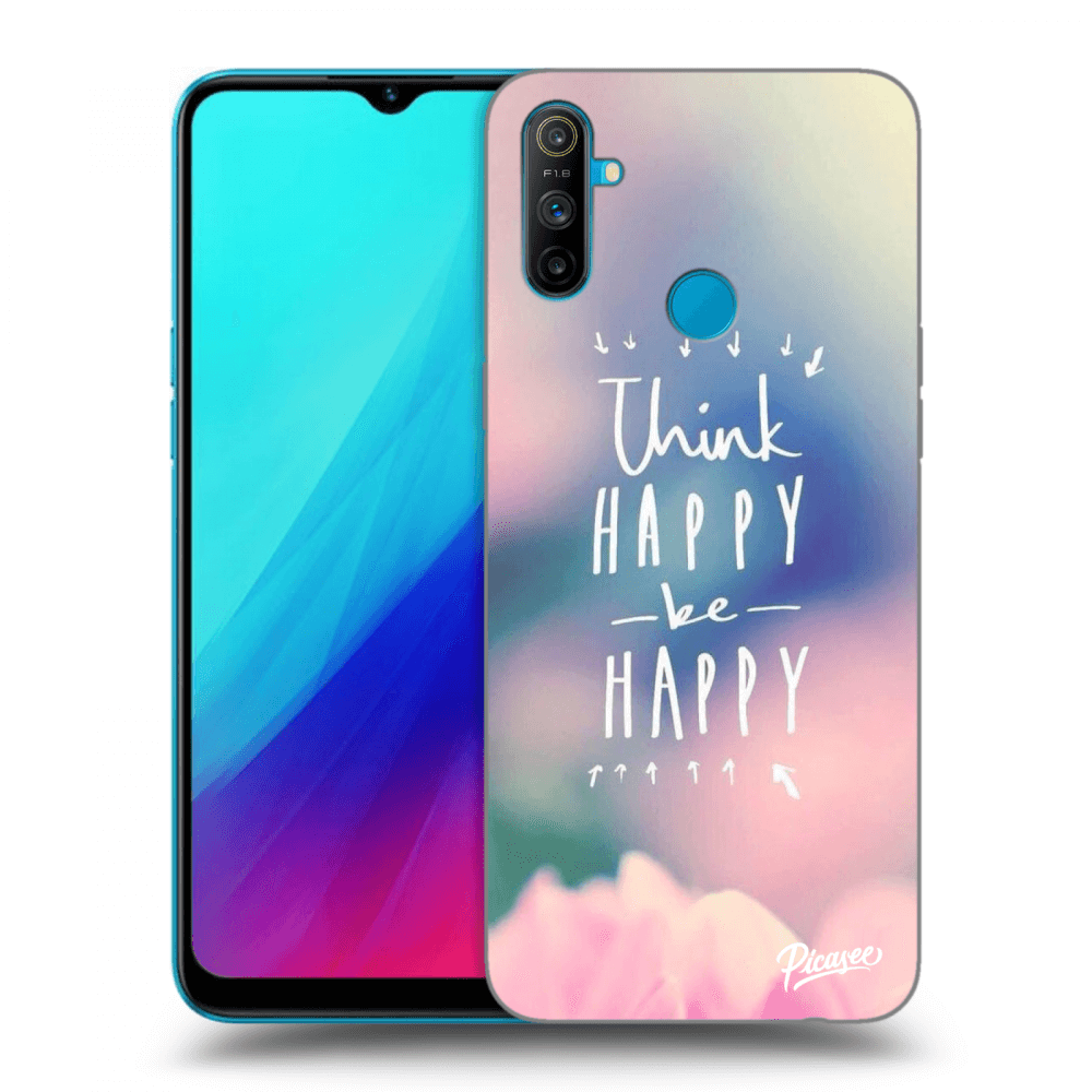 Picasee Realme C3 Hülle - Schwarzes Silikon - Think happy be happy