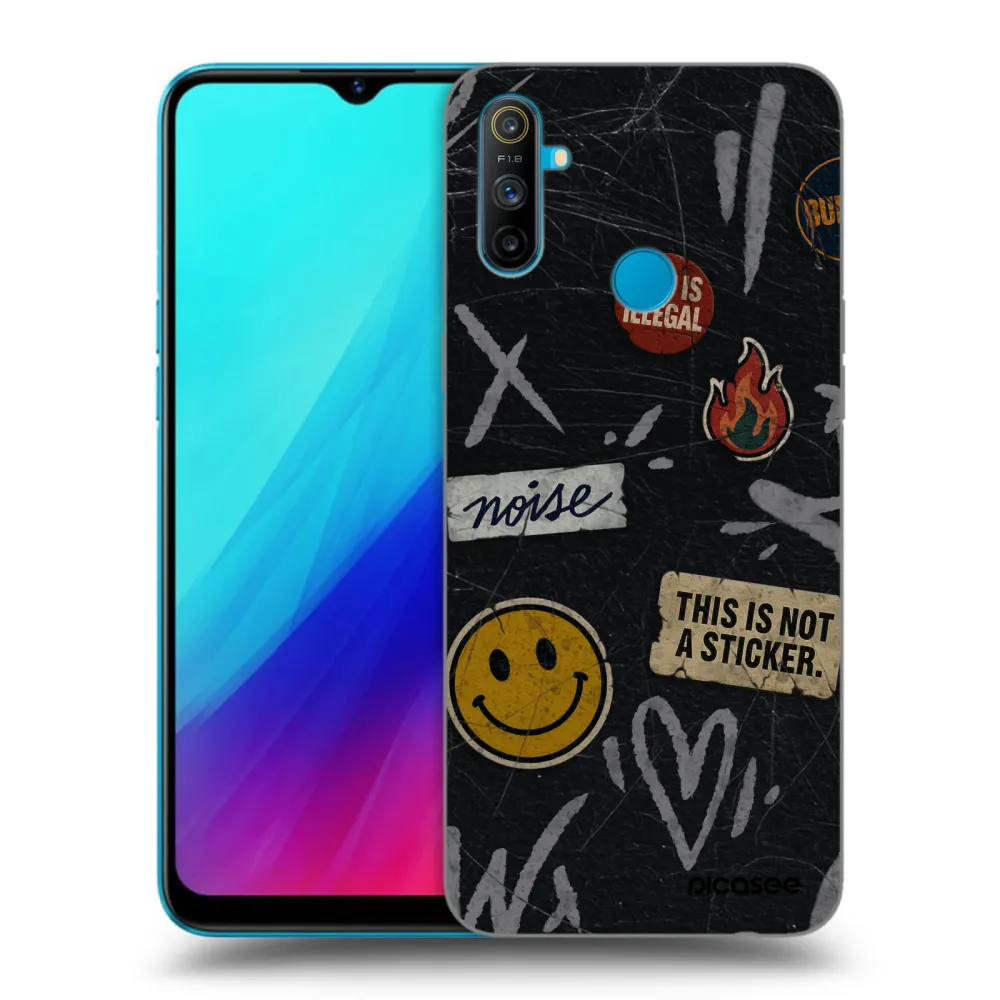 Picasee Realme C3 Hülle - Schwarzes Silikon - STICKERS x TAGS