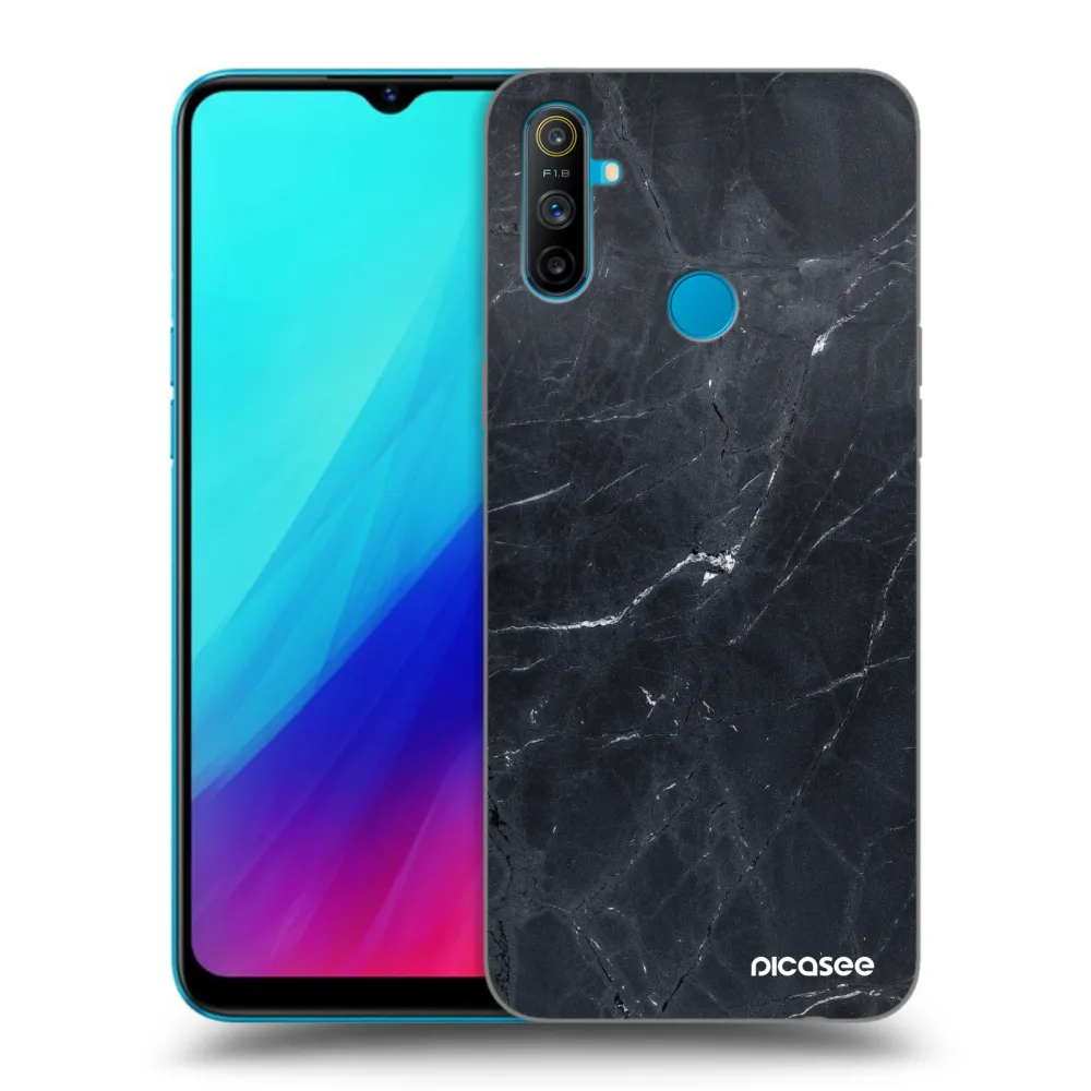 Picasee Realme C3 Hülle - Schwarzes Silikon - Black marble
