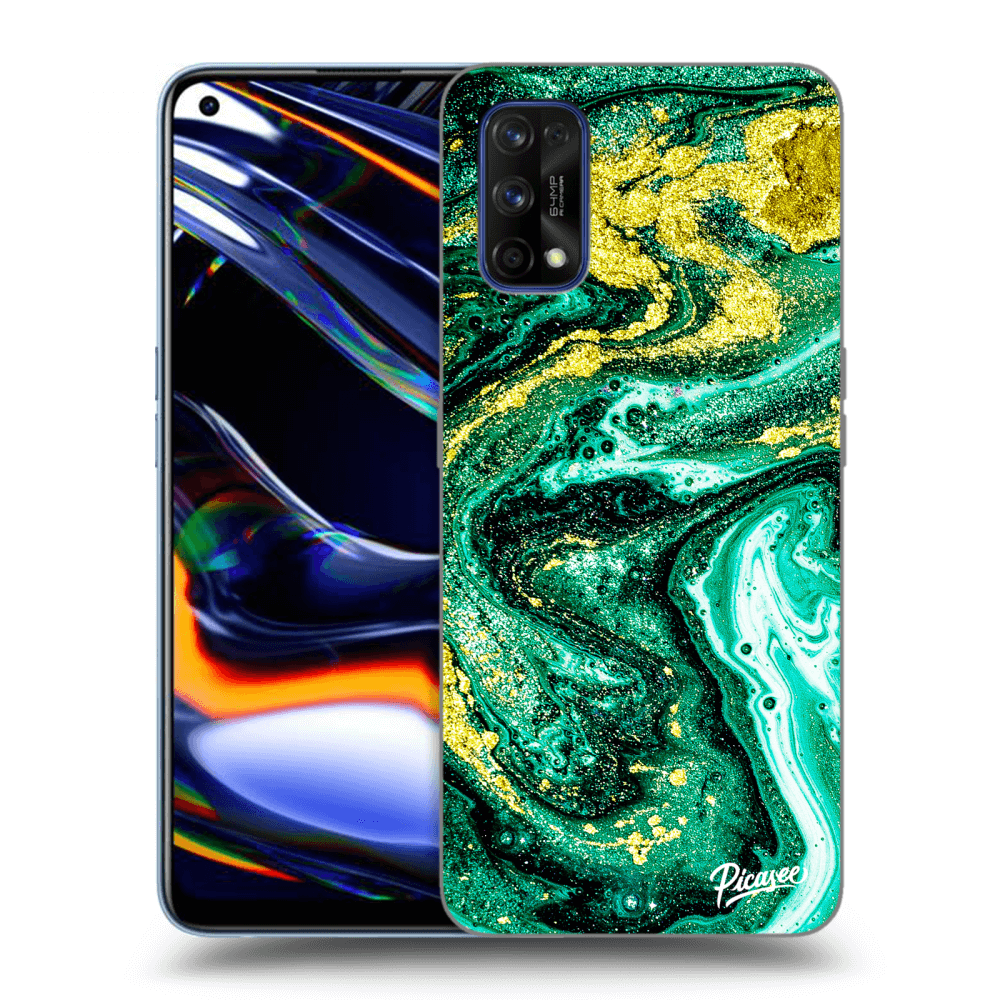 Picasee Realme 7 Pro Hülle - Schwarzes Silikon - Green Gold