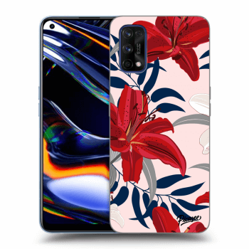 Picasee Realme 7 Pro Hülle - Schwarzes Silikon - Red Lily