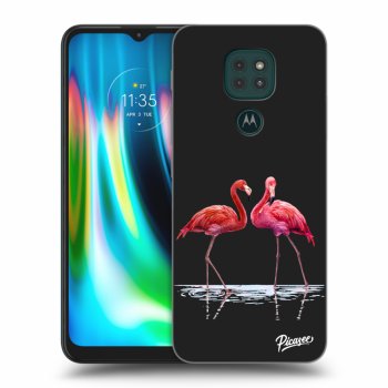 Picasee Motorola Moto G9 Play Hülle - Schwarzes Silikon - Flamingos couple