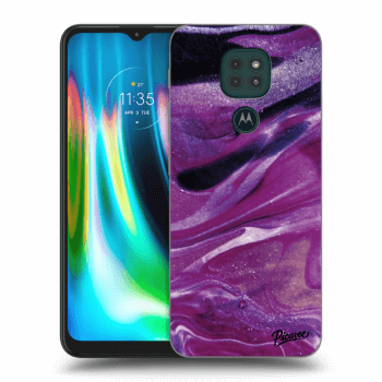 Picasee Motorola Moto G9 Play Hülle - Transparentes Silikon - Purple glitter