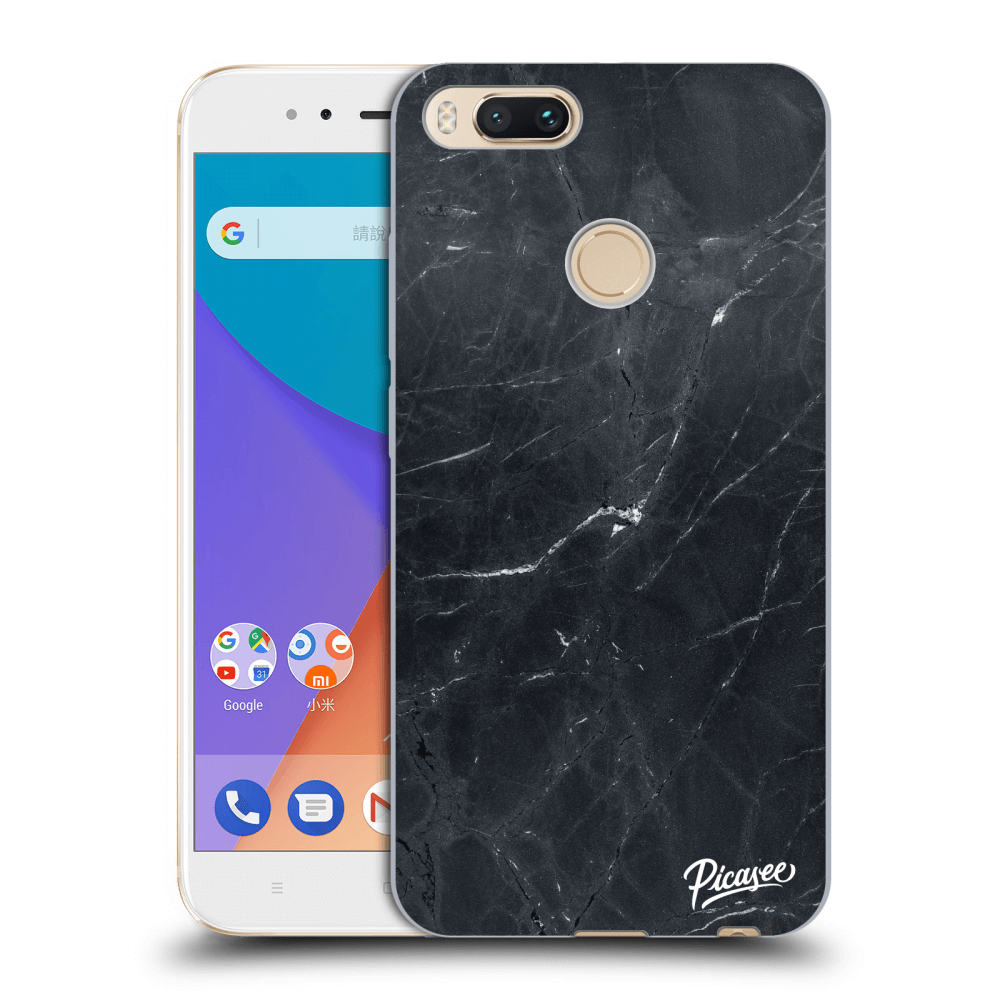 Picasee Xiaomi Mi A1 Global Hülle - Transparentes Silikon - Black marble