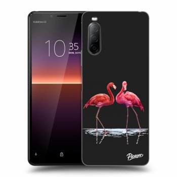Picasee Sony Xperia 10 II Hülle - Schwarzes Silikon - Flamingos couple