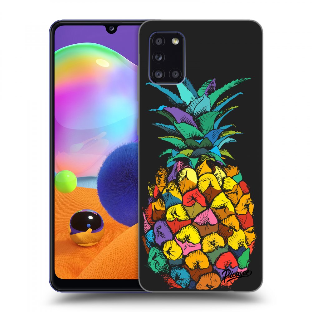 Picasee Samsung Galaxy A31 A315F Hülle - Schwarzes Silikon - Pineapple