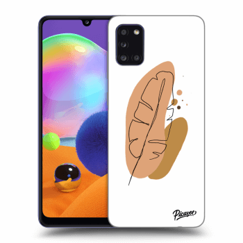 Picasee Samsung Galaxy A31 A315F Hülle - Schwarzes Silikon - Feather brown