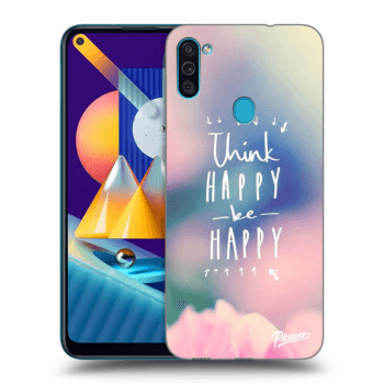 Picasee Samsung Galaxy M11 Hülle - Schwarzes Silikon - Think happy be happy