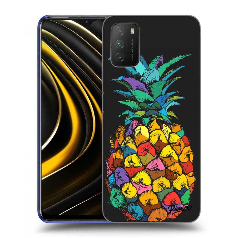 Picasee Xiaomi Poco M3 Hülle - Schwarzes Silikon - Pineapple