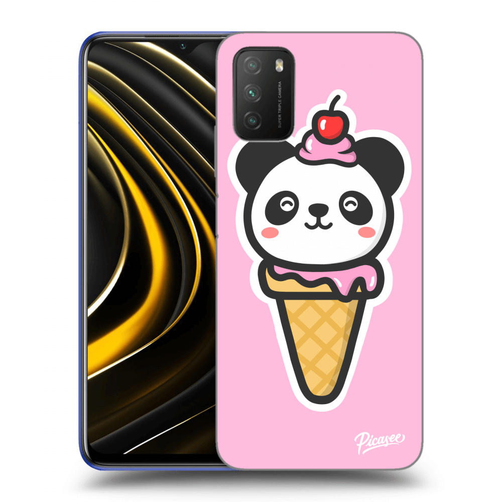 Picasee Xiaomi Poco M3 Hülle - Schwarzes Silikon - Ice Cream Panda