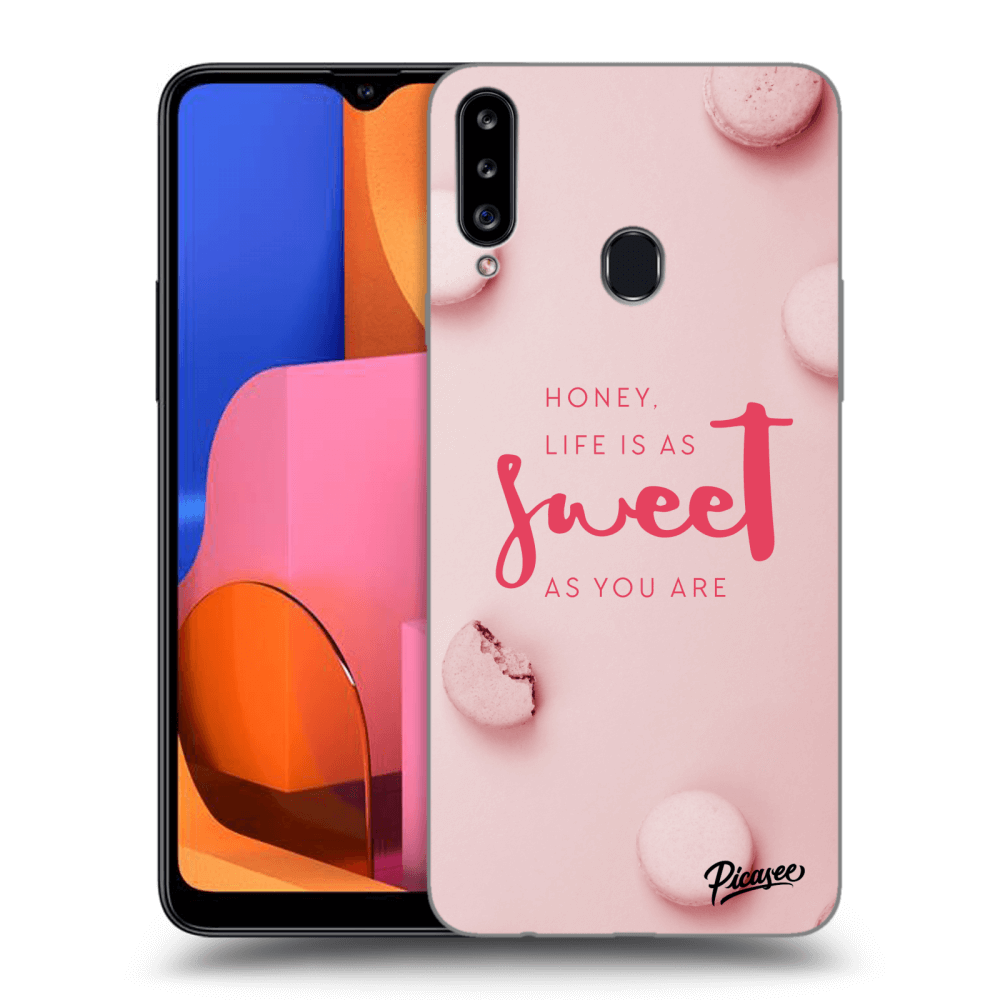 Picasee Samsung Galaxy A20s Hülle - Schwarzes Silikon - Life is as sweet as you are