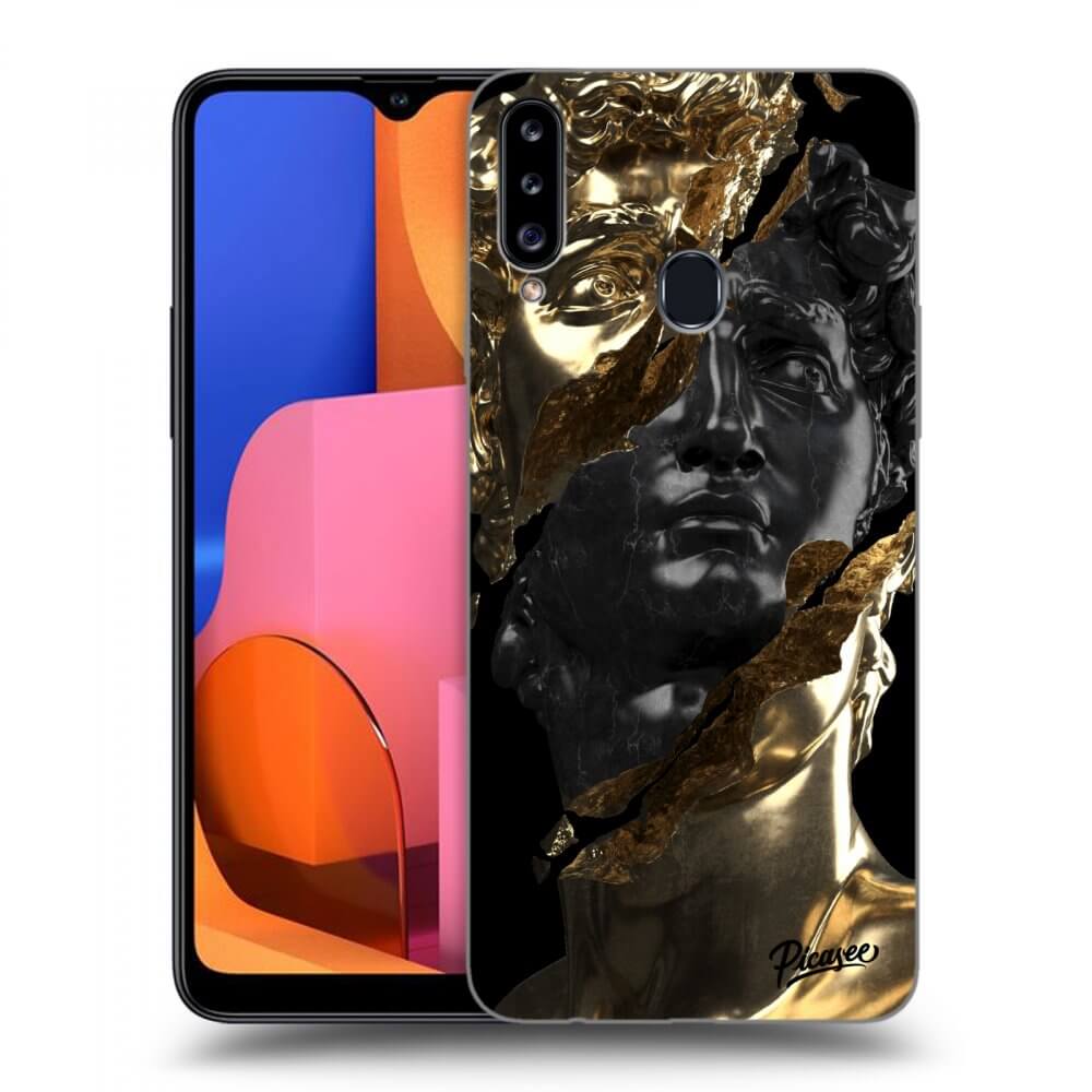 Picasee Samsung Galaxy A20s Hülle - Schwarzes Silikon - Gold - Black