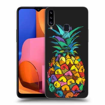 Picasee Samsung Galaxy A20s Hülle - Schwarzes Silikon - Pineapple