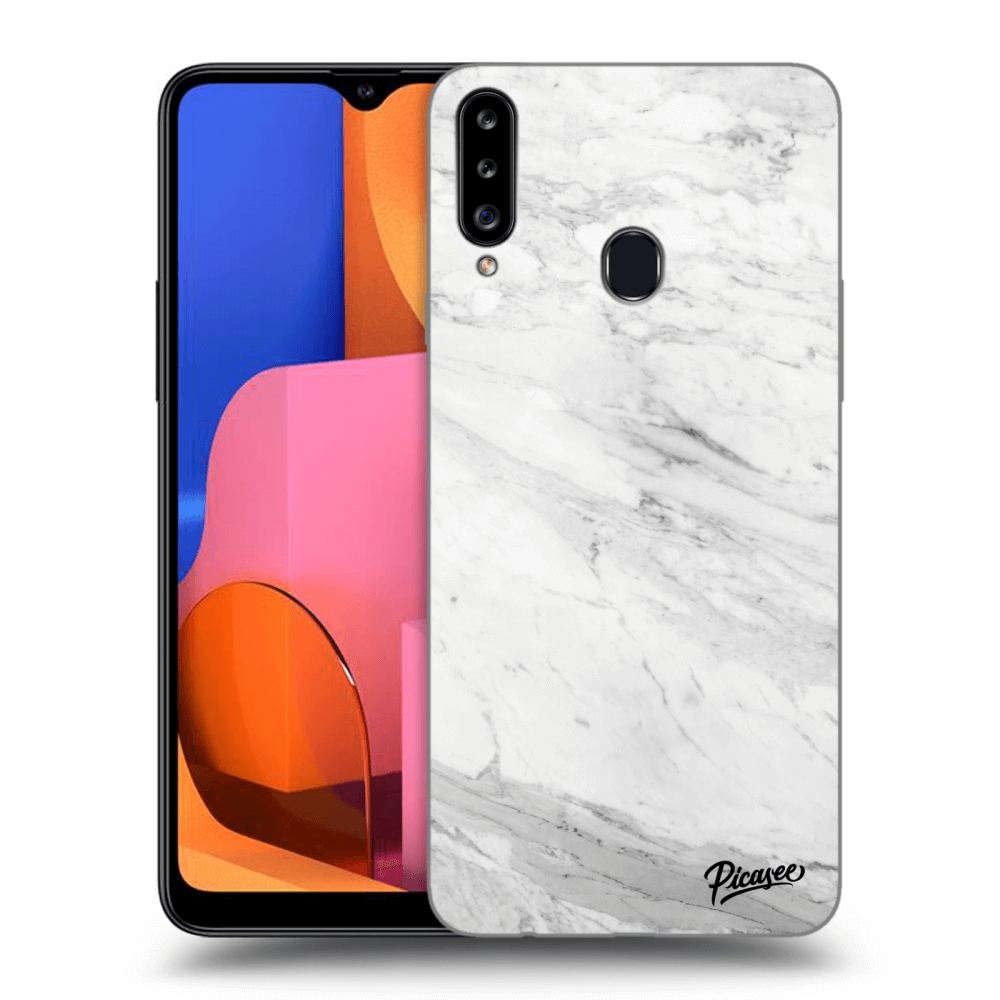 Picasee Samsung Galaxy A20s Hülle - Transparentes Silikon - White marble