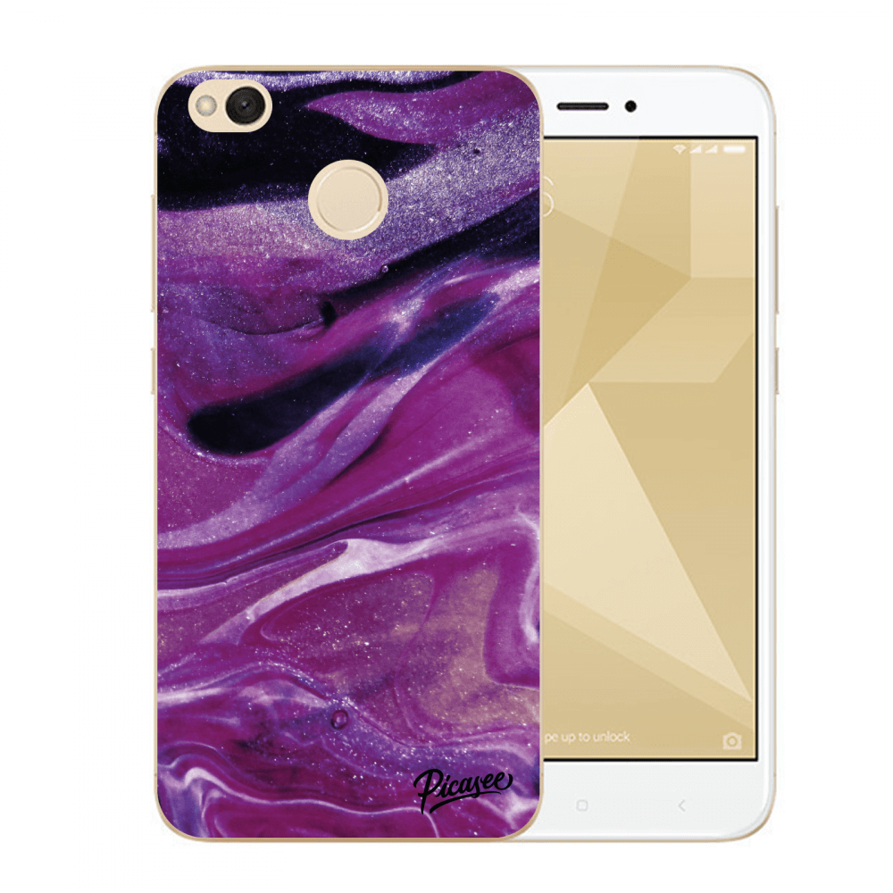 Picasee Xiaomi Redmi 4X Global Hülle - Transparentes Silikon - Purple glitter