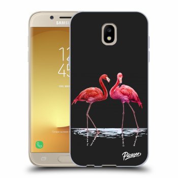 Picasee Samsung Galaxy J5 2017 J530F Hülle - Schwarzes Silikon - Flamingos couple