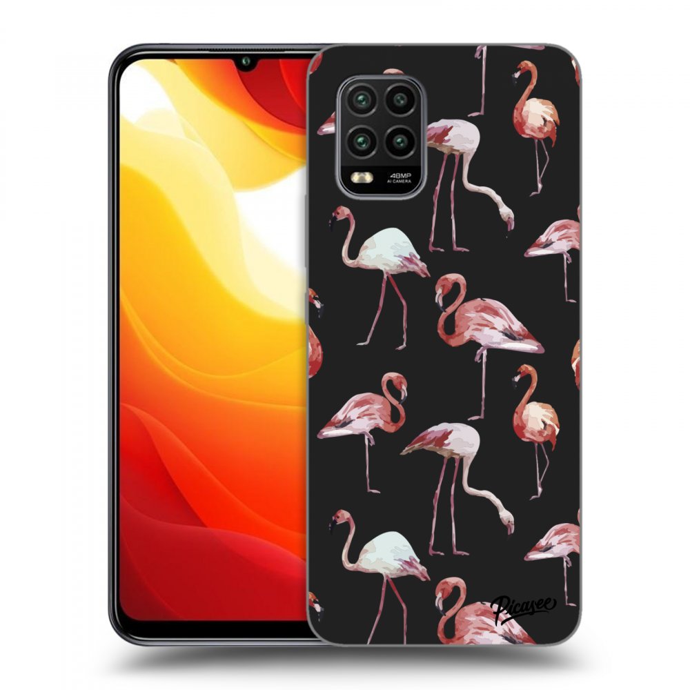 Picasee Xiaomi Mi 10 Lite Hülle - Schwarzes Silikon - Flamingos