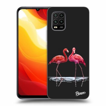 Picasee Xiaomi Mi 10 Lite Hülle - Schwarzes Silikon - Flamingos couple
