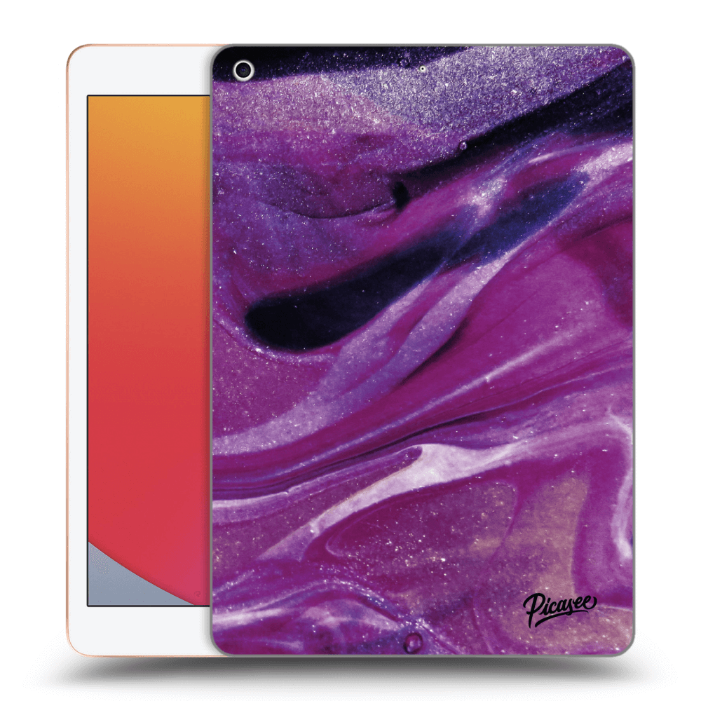 Picasee Schwarze Silikonhülle für Apple iPad 10.2" 2020 (8. gen) - Purple glitter