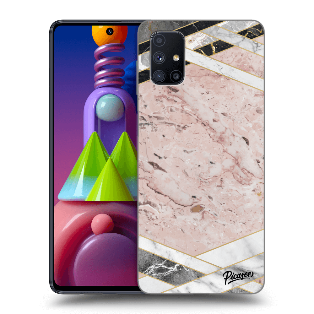 Picasee Samsung Galaxy M51 M515F Hülle - Schwarzes Silikon - Pink geometry