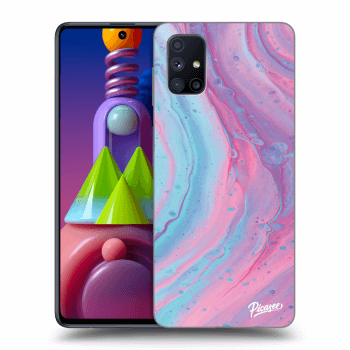 Picasee Samsung Galaxy M51 M515F Hülle - Schwarzes Silikon - Pink liquid