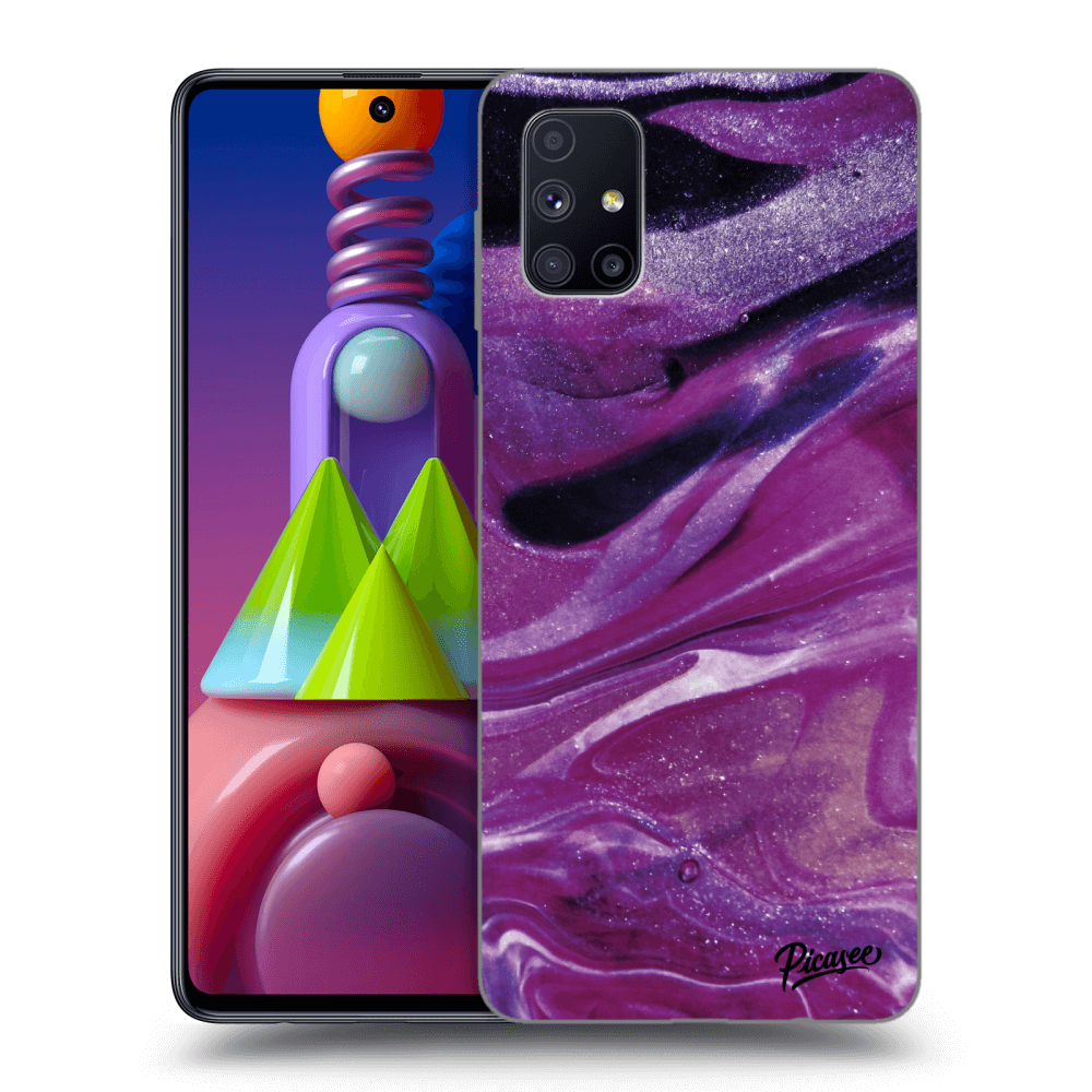 Picasee Samsung Galaxy M51 M515F Hülle - Transparentes Silikon - Purple glitter