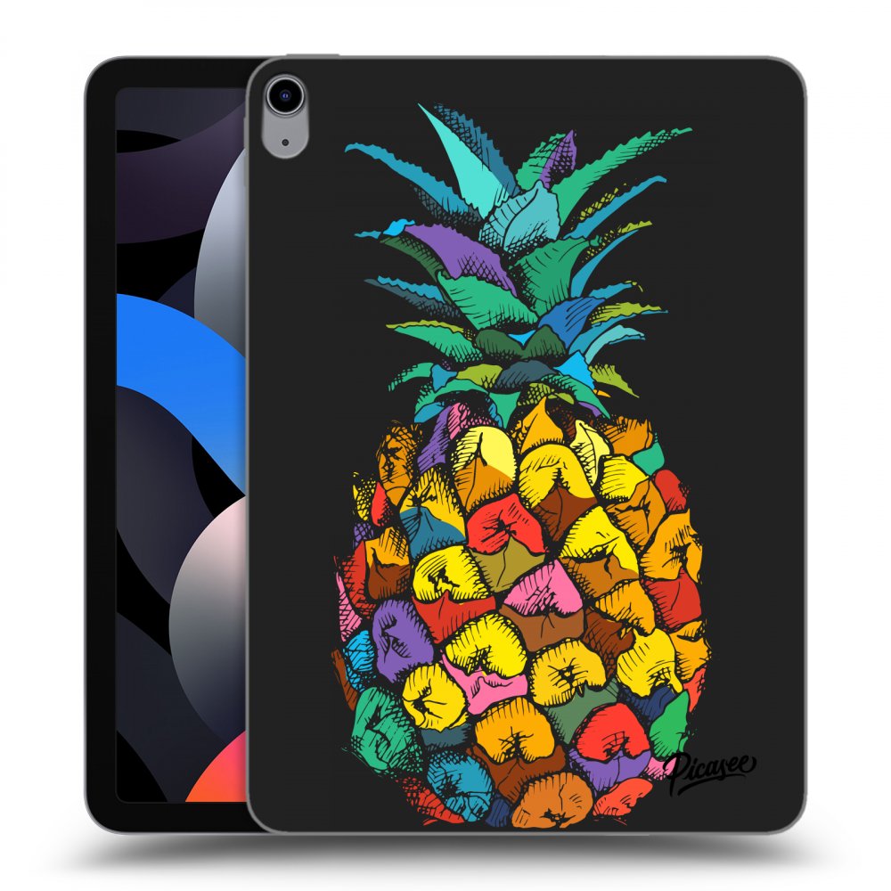 Picasee Schwarze Silikonhülle für Apple iPad Air 4 10.9" 2020 - Pineapple