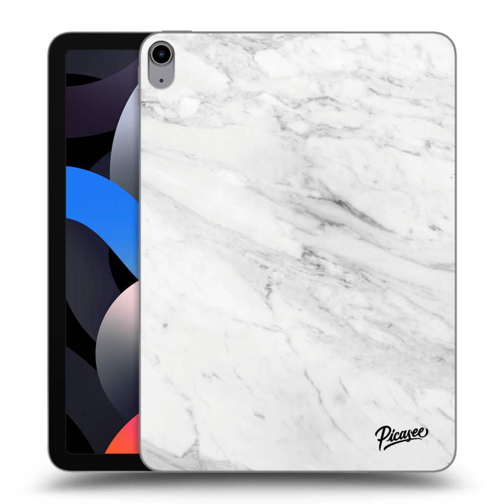 Picasee Schwarze Silikonhülle für Apple iPad Air 4 10.9" 2020 - White marble
