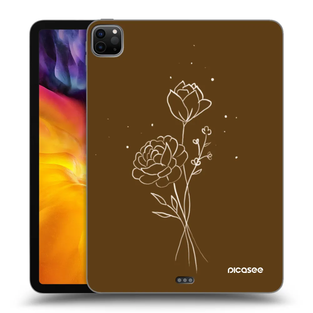 Picasee Schwarze Silikonhülle für Apple iPad Pro 11" 2020 (2.gen) - Brown flowers