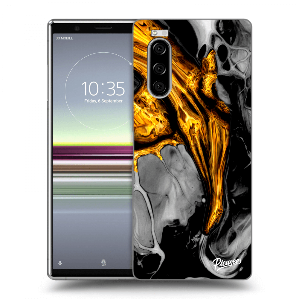 Picasee Sony Xperia 5 Hülle - Transparentes Silikon - Black Gold