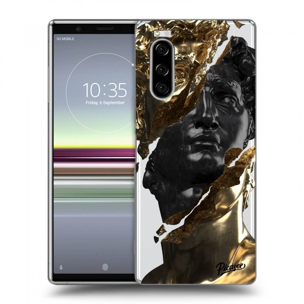 Picasee Sony Xperia 5 Hülle - Transparentes Silikon - Gold - Black