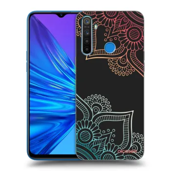 Picasee Realme 5 Hülle - Schwarzes Silikon - Blumenmuster