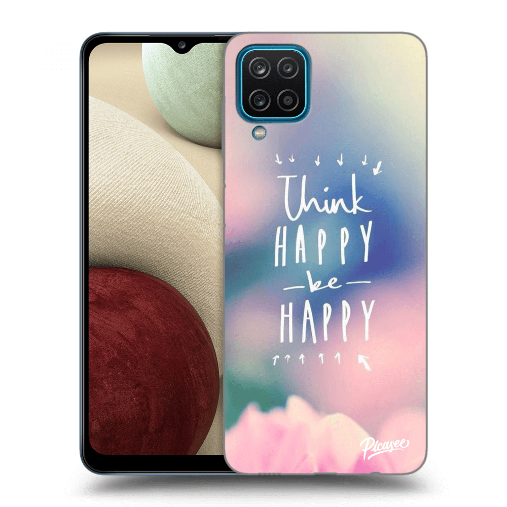Picasee Samsung Galaxy A12 A125F Hülle - Transparentes Silikon - Think happy be happy