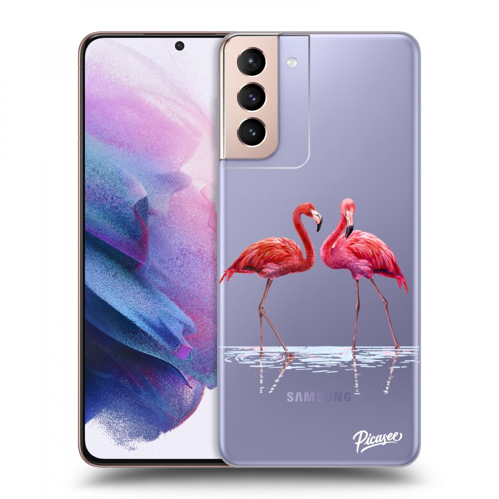 Picasee Samsung Galaxy S21+ 5G G996F Hülle - Transparentes Silikon - Flamingos couple