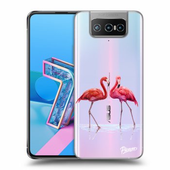 Picasee Asus Zenfone 7 ZS670KS Hülle - Transparentes Silikon - Flamingos couple