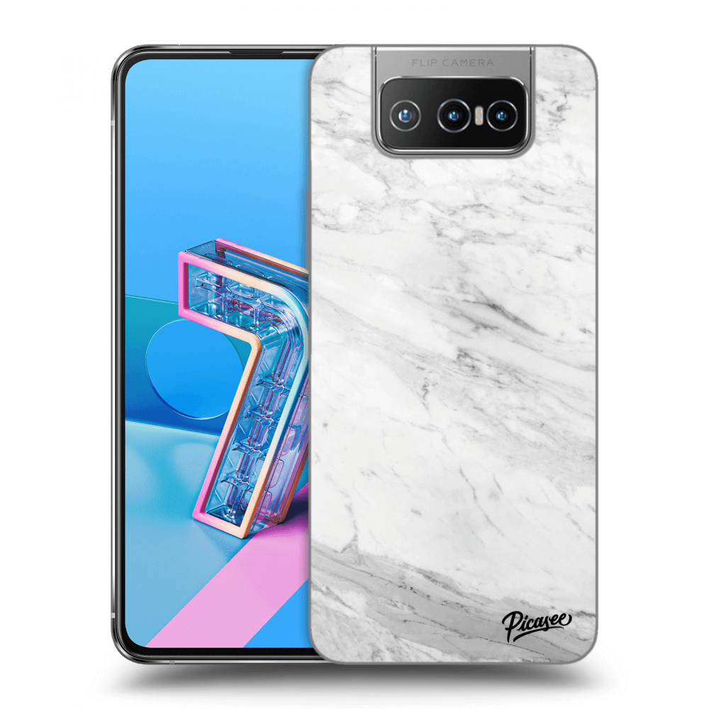 Picasee Asus Zenfone 7 ZS670KS Hülle - Transparentes Silikon - White marble
