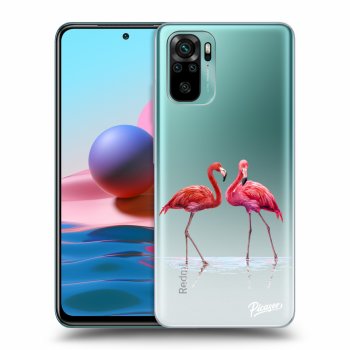 Picasee Xiaomi Redmi Note 10 Hülle - Transparentes Silikon - Flamingos couple