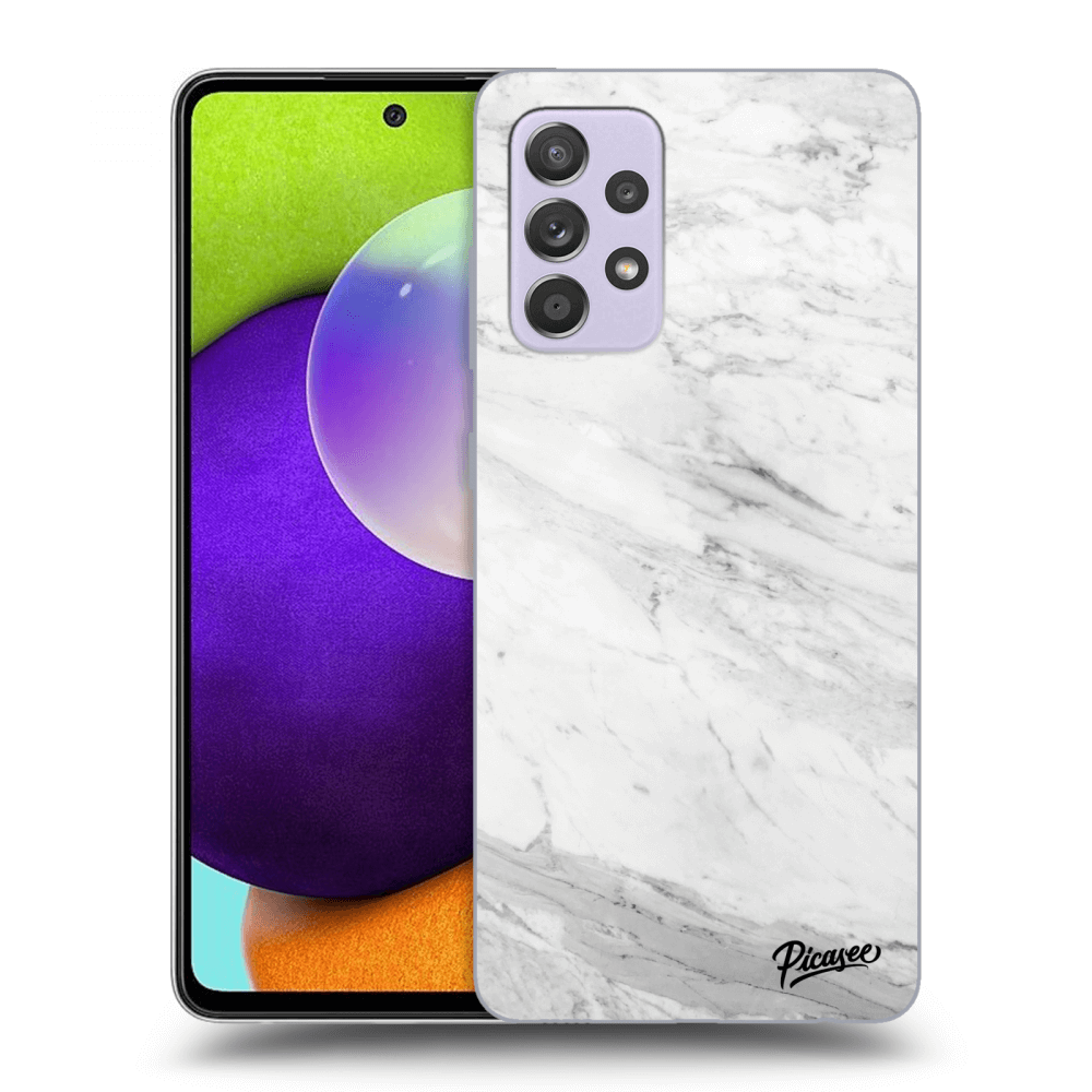 Picasee Samsung Galaxy A52 A525F Hülle - Schwarzes Silikon - White marble