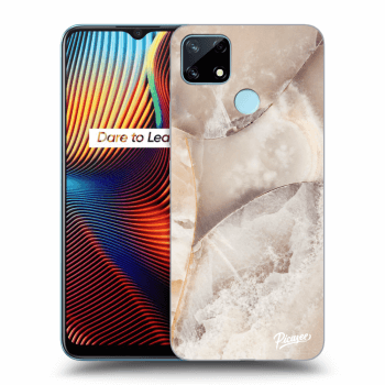 Picasee Realme 7i Hülle - Schwarzes Silikon - Cream marble