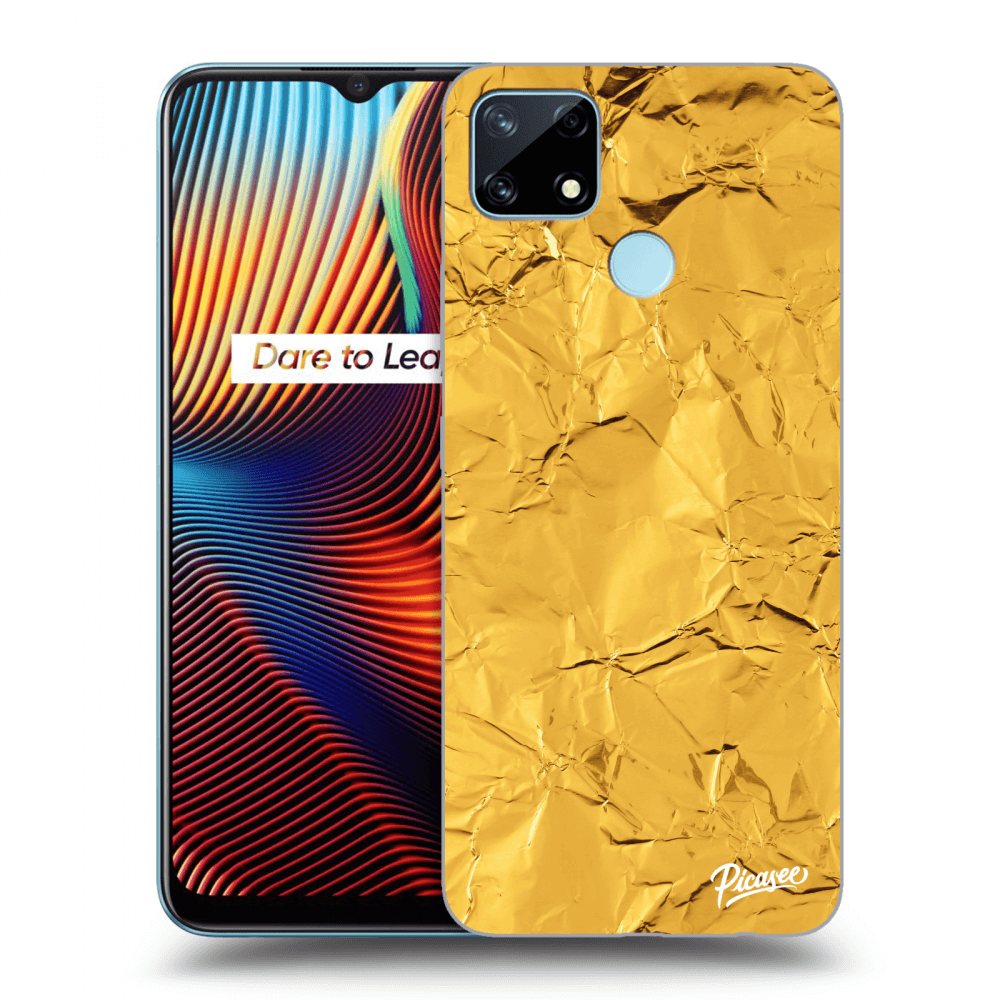 Picasee Realme 7i Hülle - Schwarzes Silikon - Gold