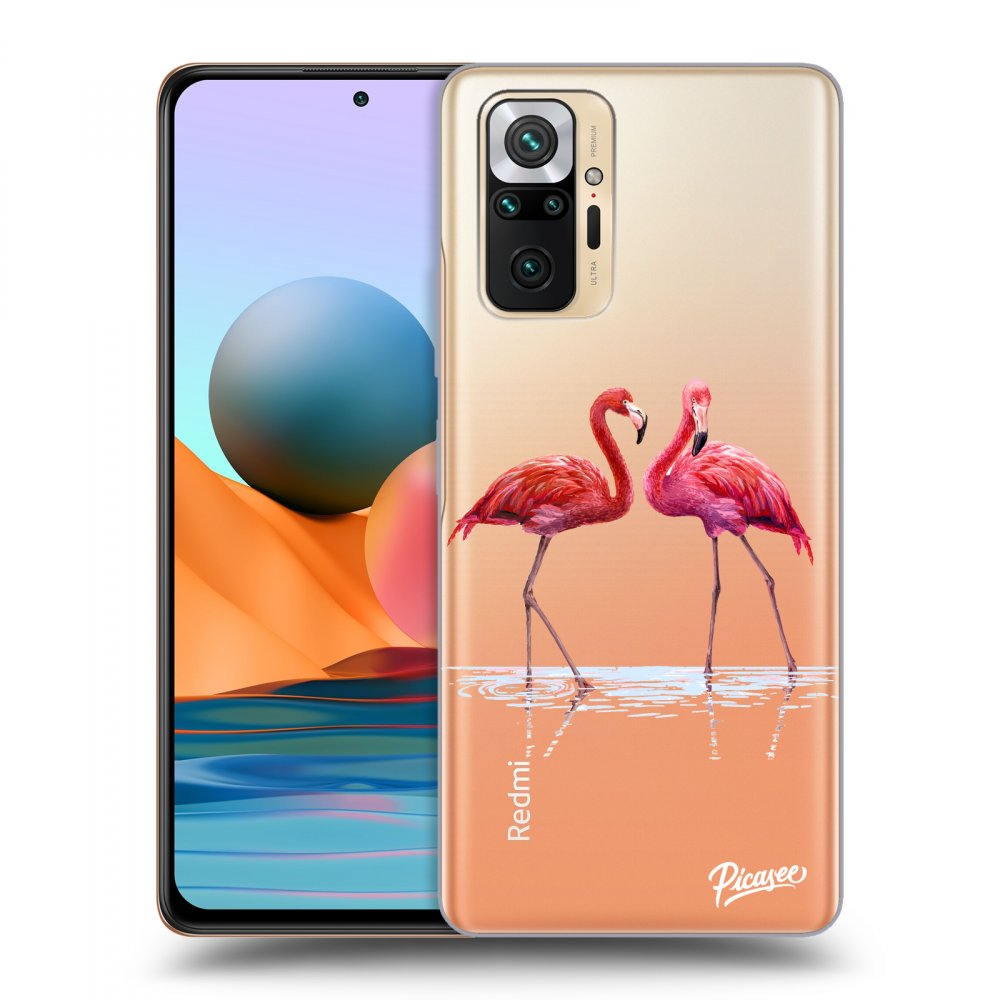 Picasee Xiaomi Redmi Note 10 Pro Hülle - Transparentes Silikon - Flamingos couple