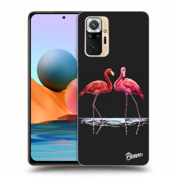 Picasee Xiaomi Redmi Note 10 Pro Hülle - Schwarzes Silikon - Flamingos couple